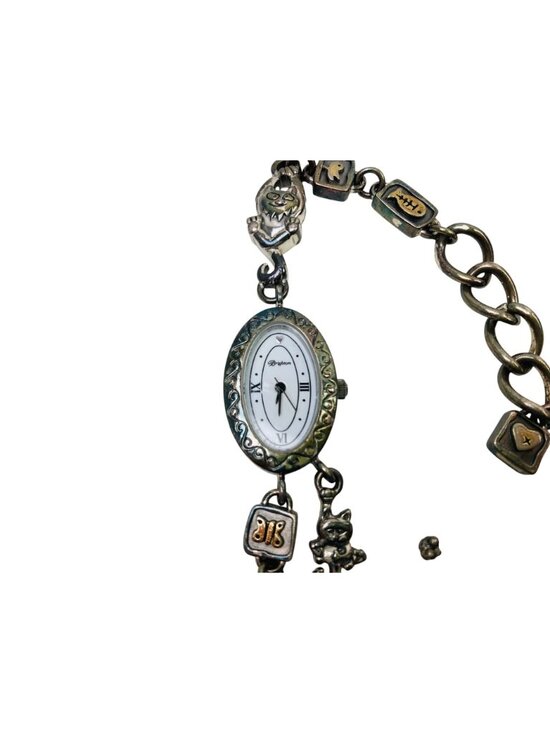 Brighton Pedigree Cat Silver Plated Filigree Chain Roman Women\'s Round Watch main image 5